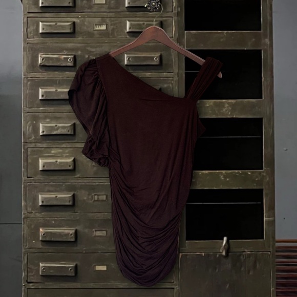 MADISON THE LABEL • One-Shoulder Ruffle Flutter Sleeve Ruched Top - Picture 6 of 6